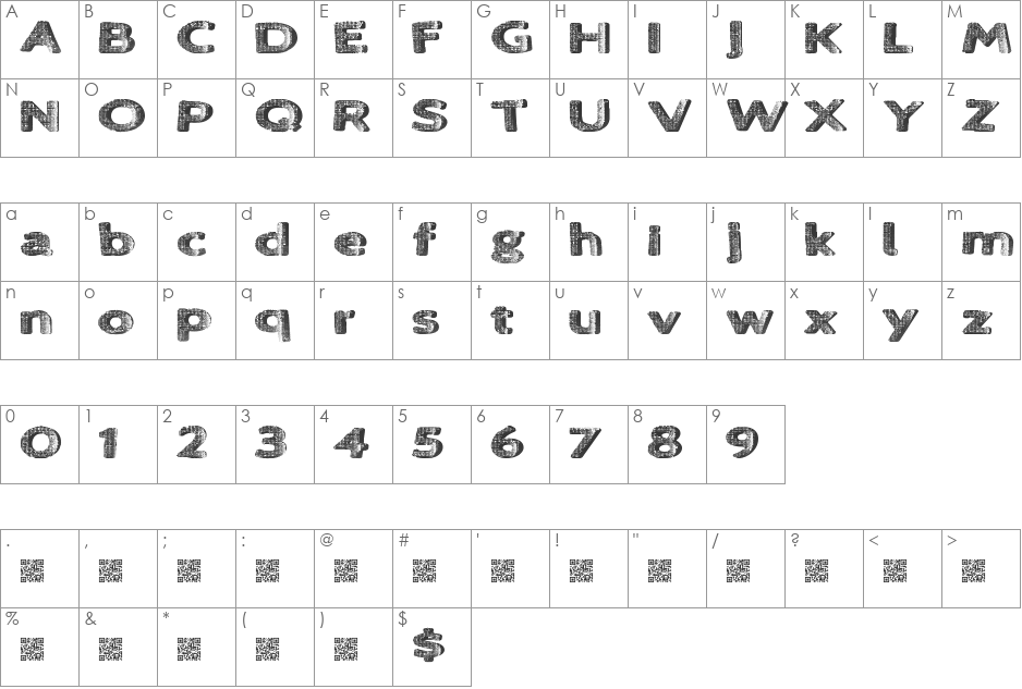 LoveJoy font character map preview