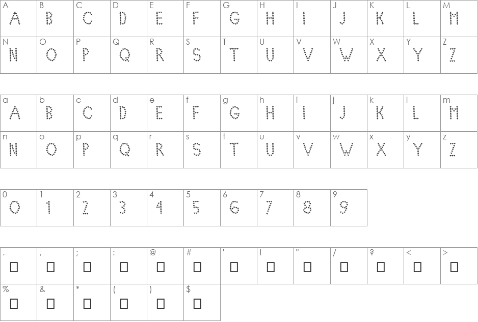 Lovelica font character map preview