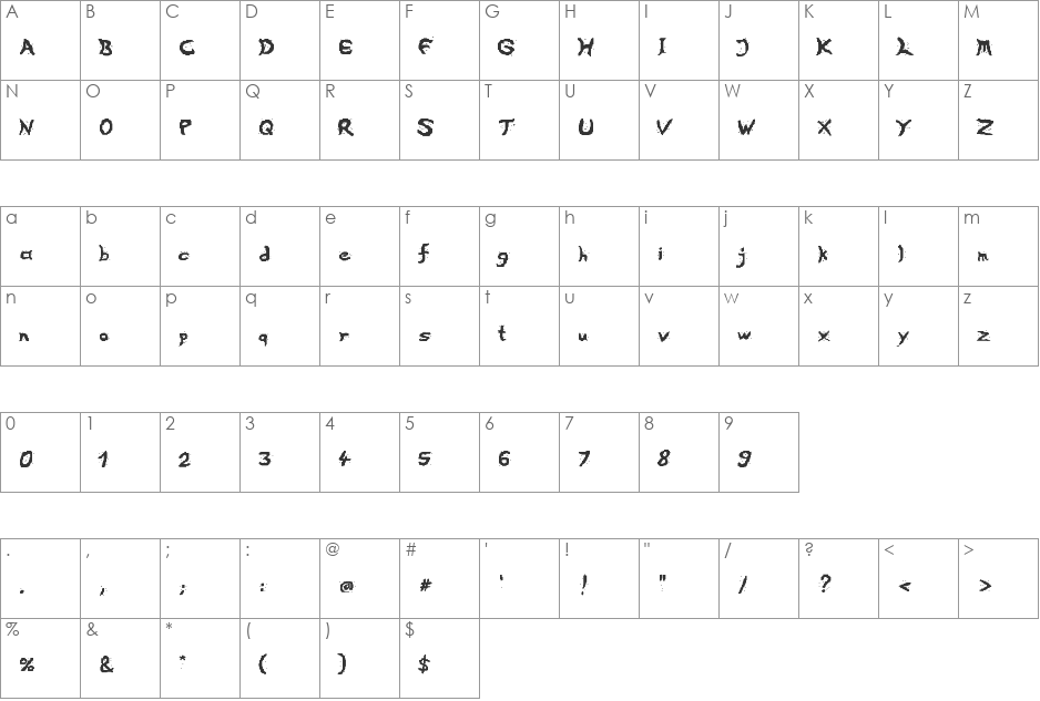 Lovely Squarebricks font character map preview