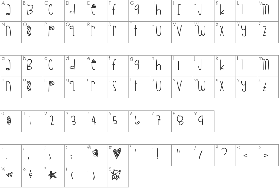 LoveMoneyParty font character map preview