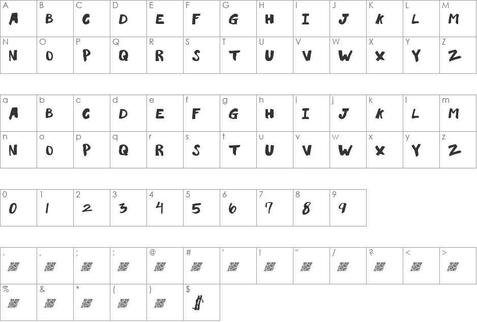 LoveRiot font character map preview