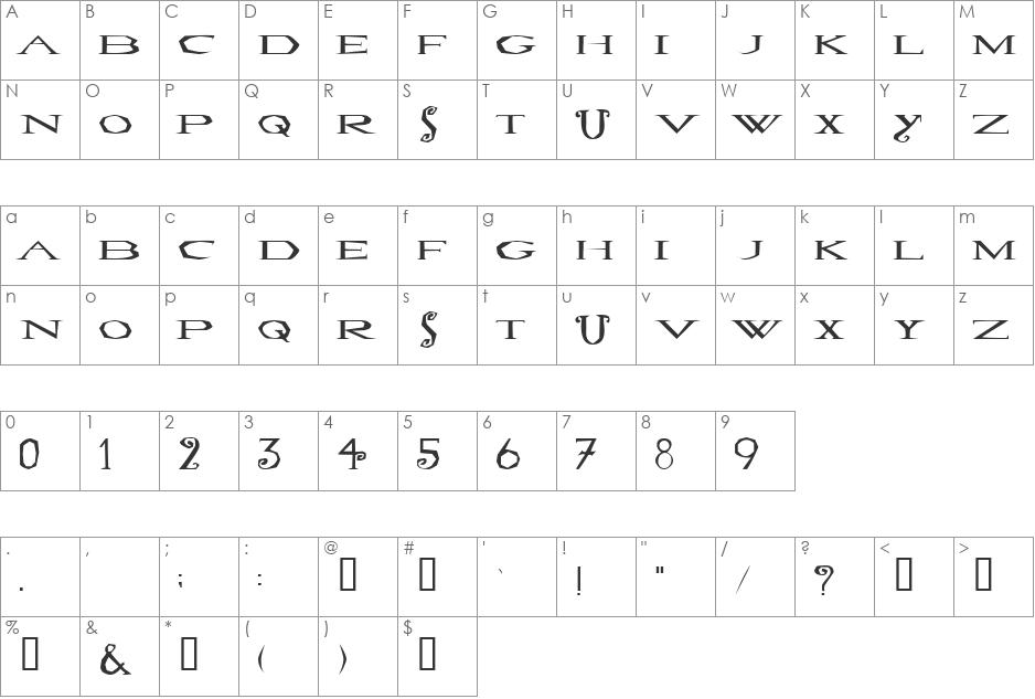 Lovesexy font character map preview