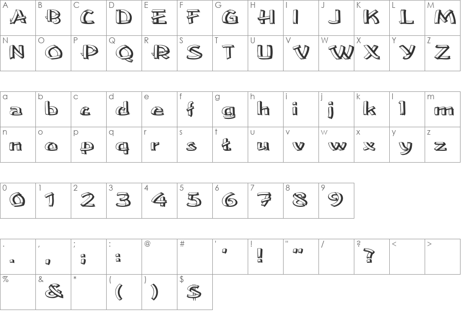 LowEa Ex font character map preview