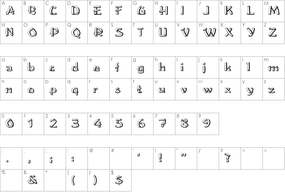 LowEa Wd font character map preview