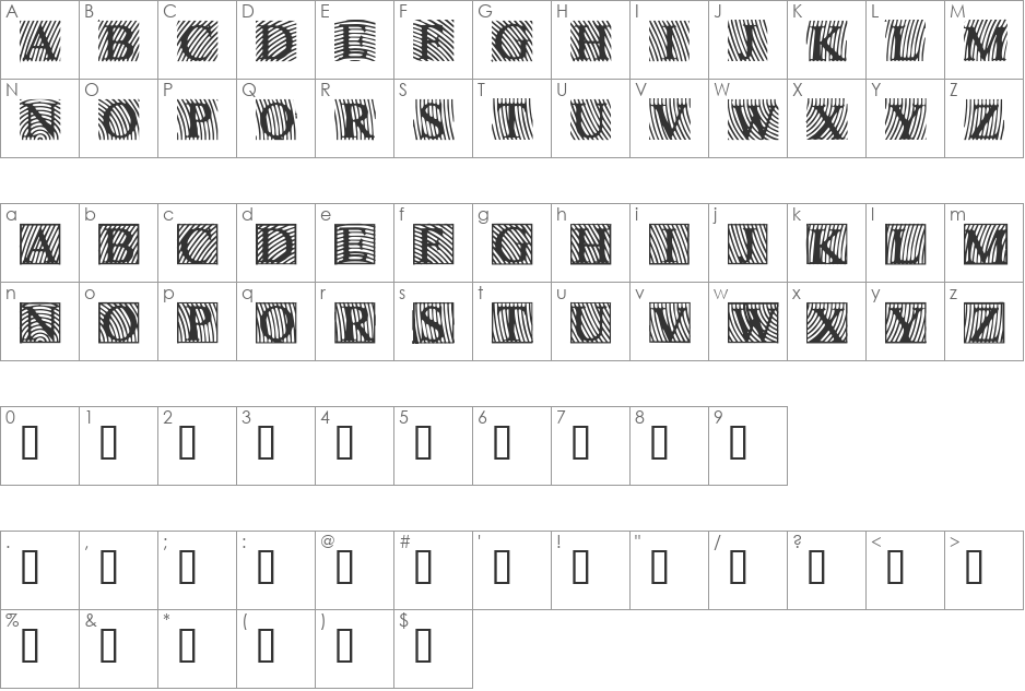 LowEngravedCapsDark font character map preview