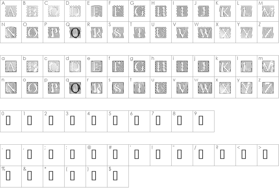 LowEngravedCapsHollow font character map preview