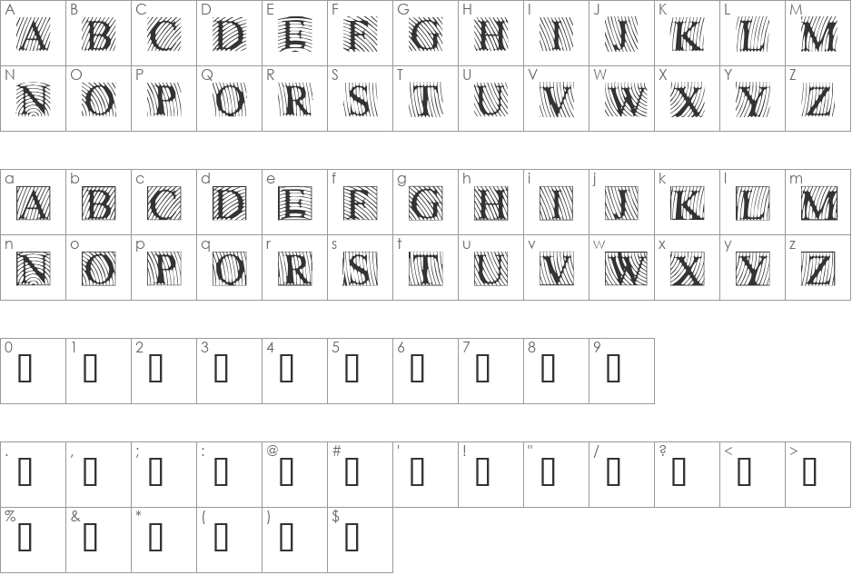 LowEngravedCapsLight font character map preview