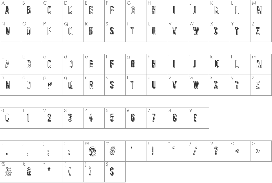 Lower atmosphere font character map preview