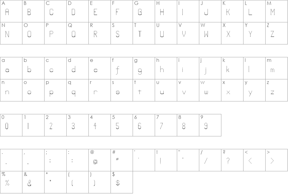 lower-lay font character map preview
