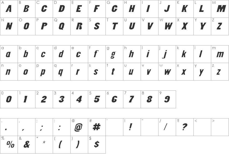 LowFile font character map preview