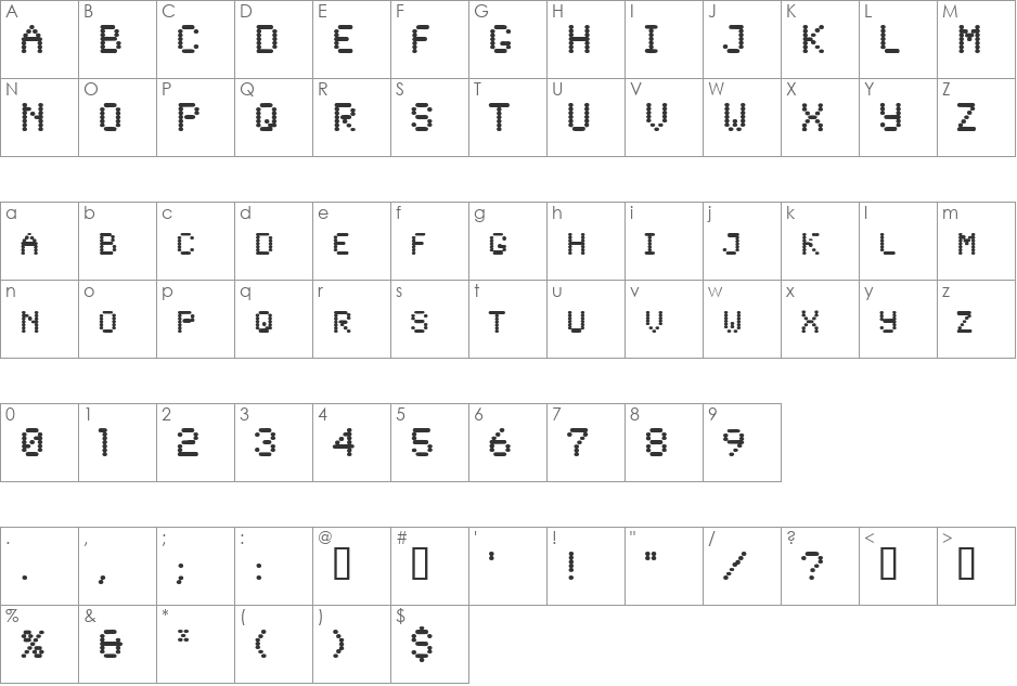 Lowtech font character map preview