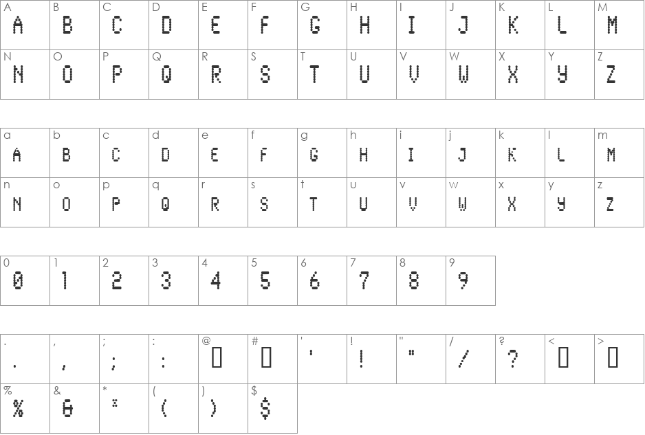 LowtechCondensed font character map preview