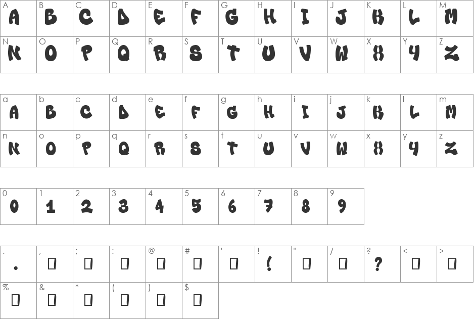 Lo_Snello font character map preview