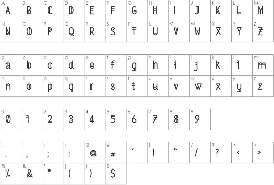 LS font character map preview