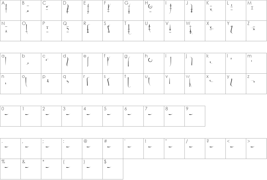 LSW Drachenklaue font character map preview