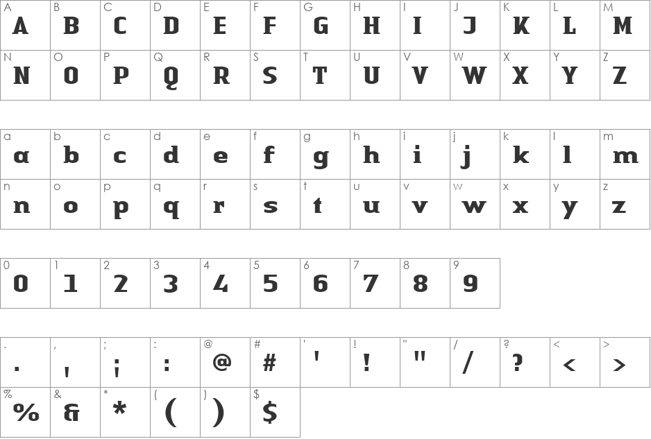 LTAuthenticSmallSerif font character map preview