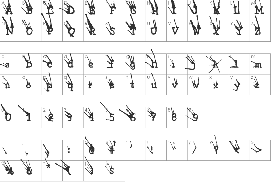 LTGrassy ExtraBold font character map preview