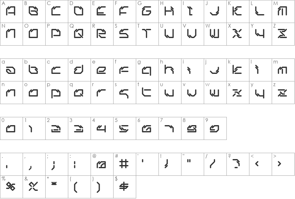 ltr-06:artcore font character map preview