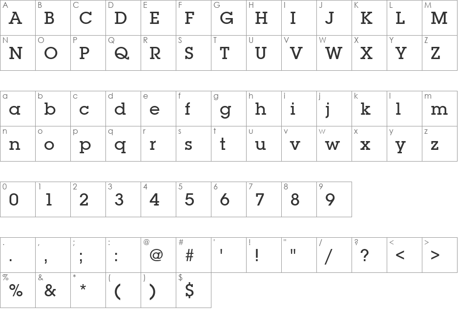 LubalinGraItcTEEMed font character map preview