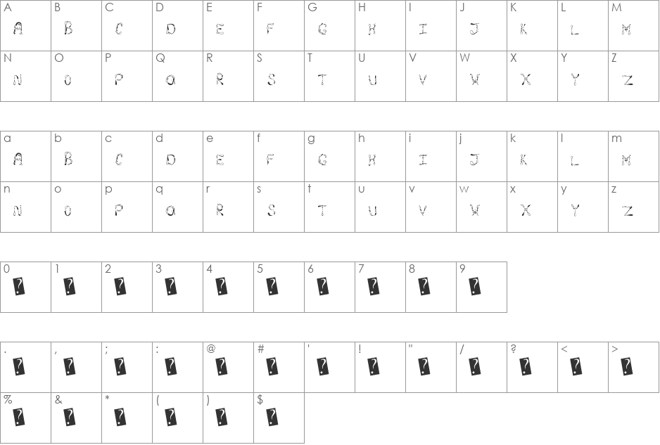 LubeSplash font character map preview