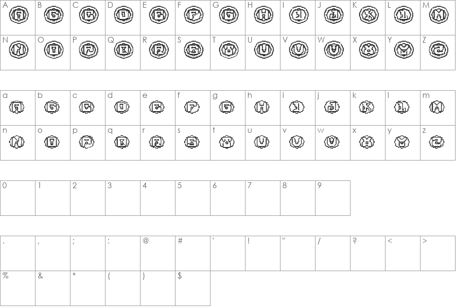Lubricant Smell font character map preview