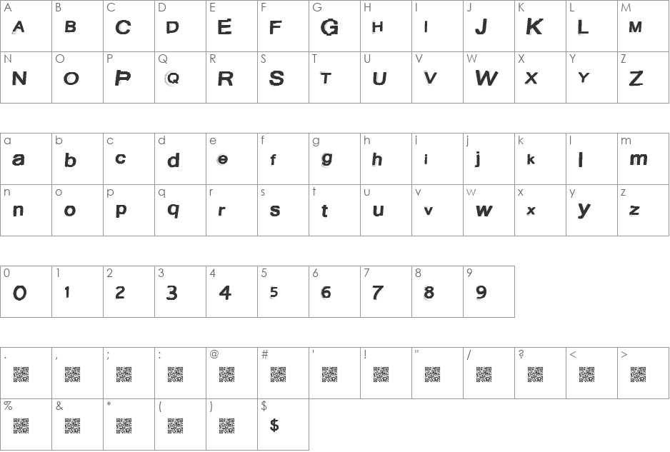 AustinLights font character map preview
