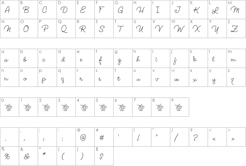 Lucemita font character map preview