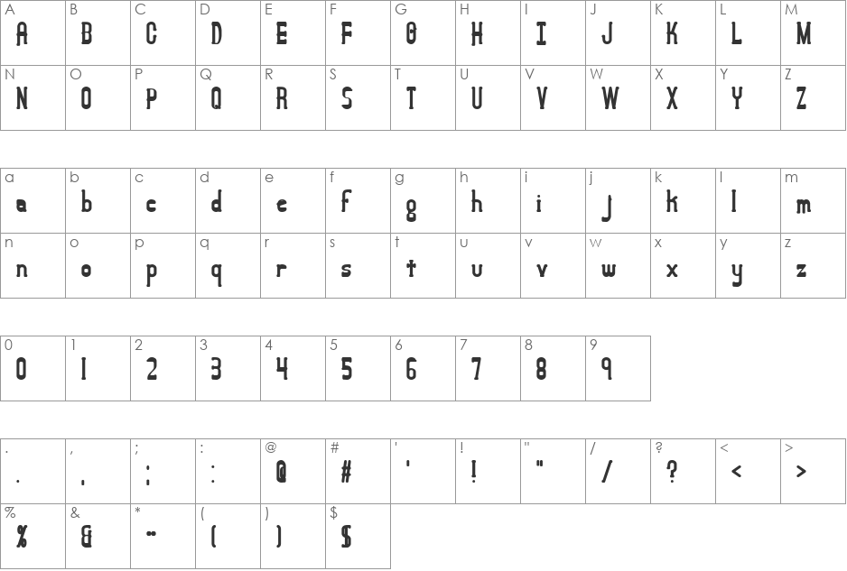 Lucid Type B (BRK) font character map preview