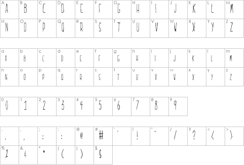 Lucidity font character map preview