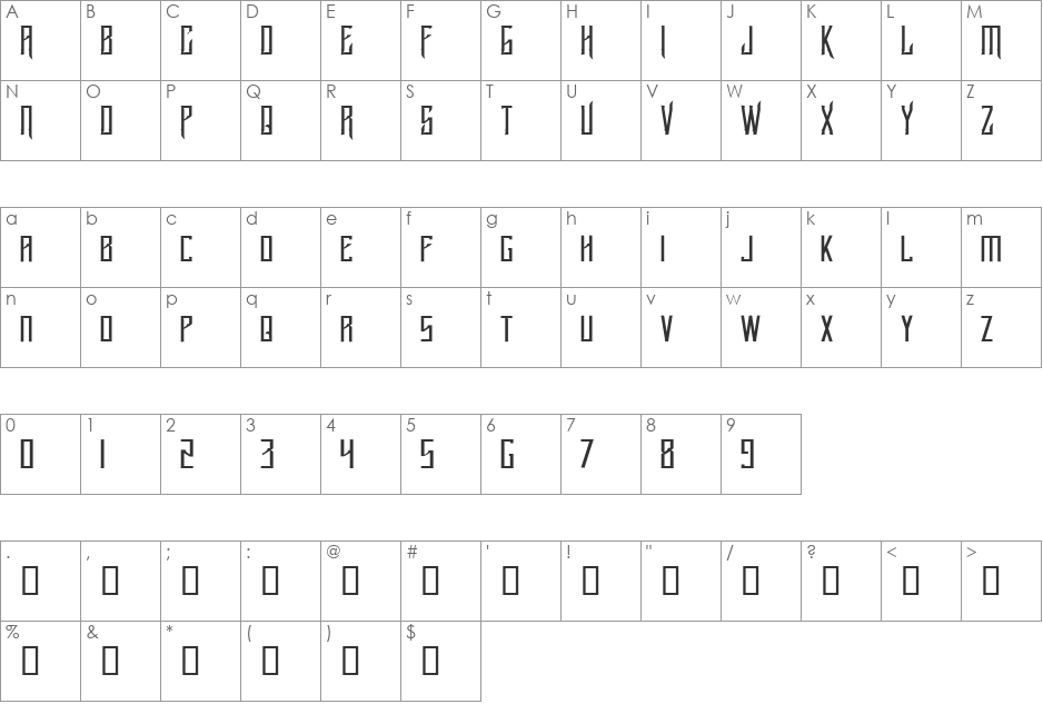 Lucker font character map preview
