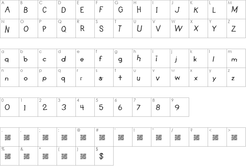 LuckyDiamonds font character map preview