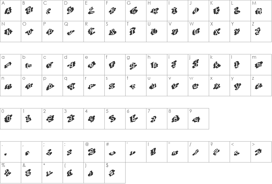 LuckyScratcher font character map preview