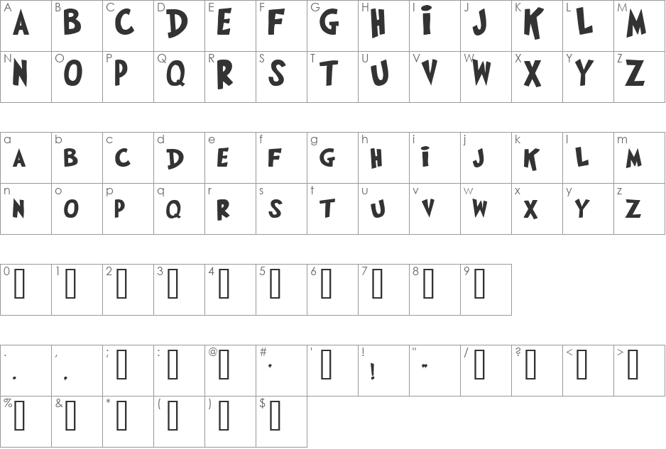 lucy font character map preview