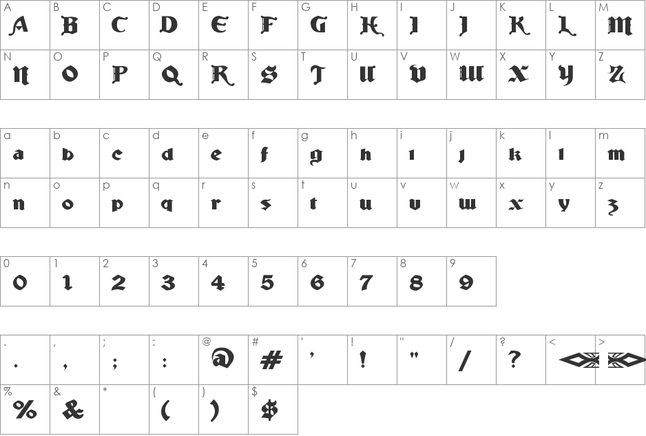 Ludlow Strong Ale font character map preview