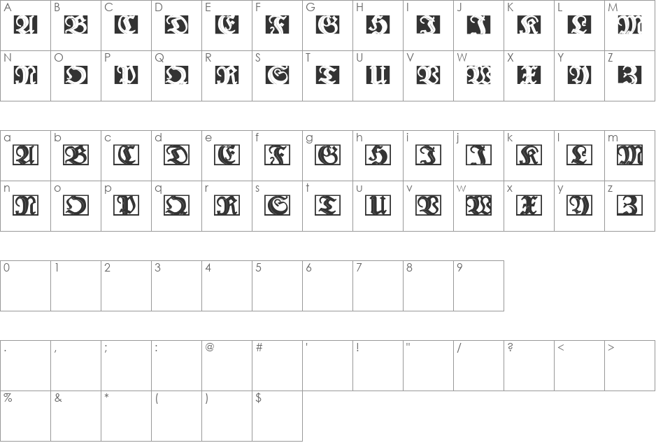 LuFraktorsoBroad font character map preview