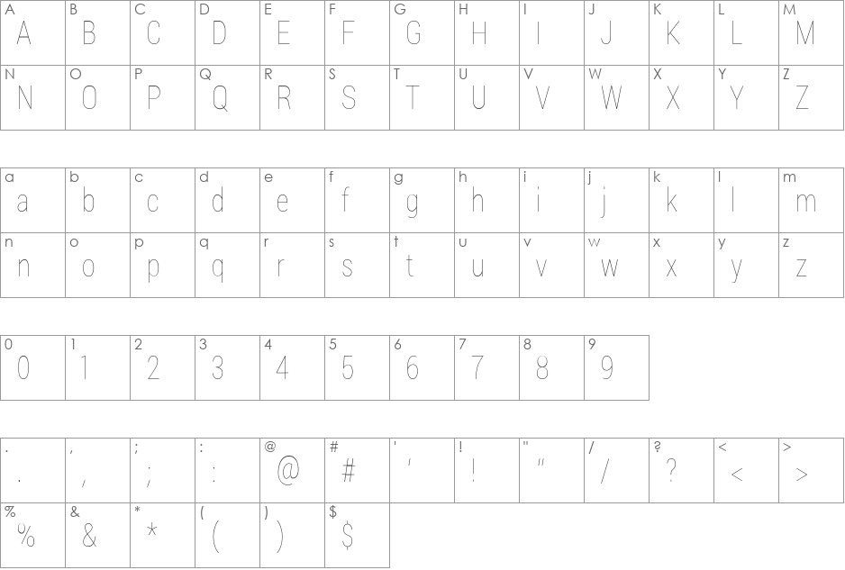 Lugina FP font character map preview
