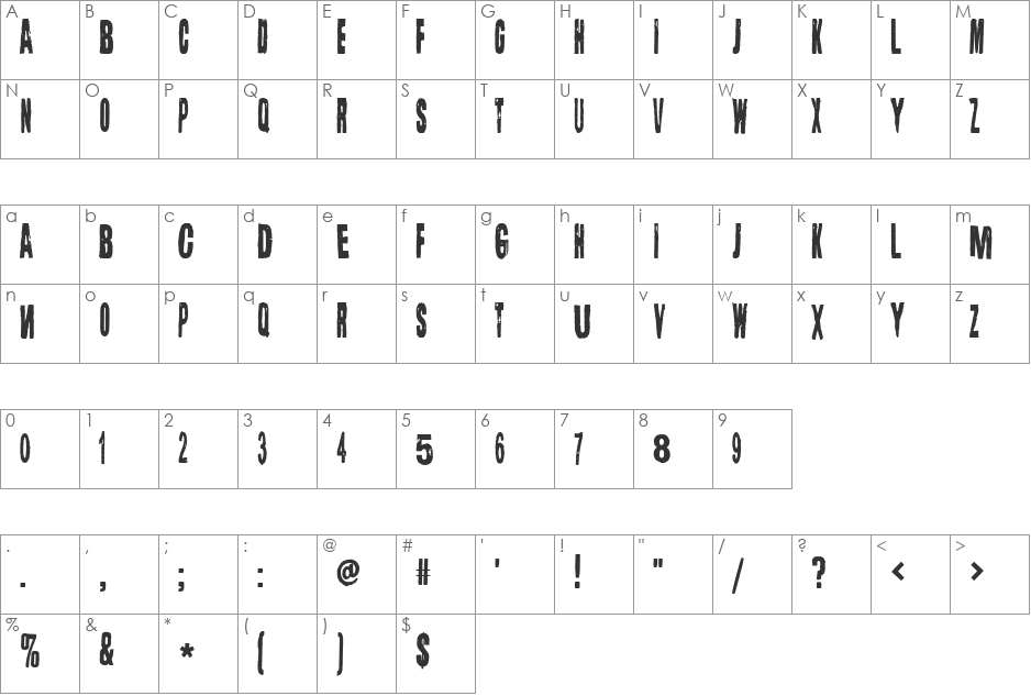Lugosi font character map preview