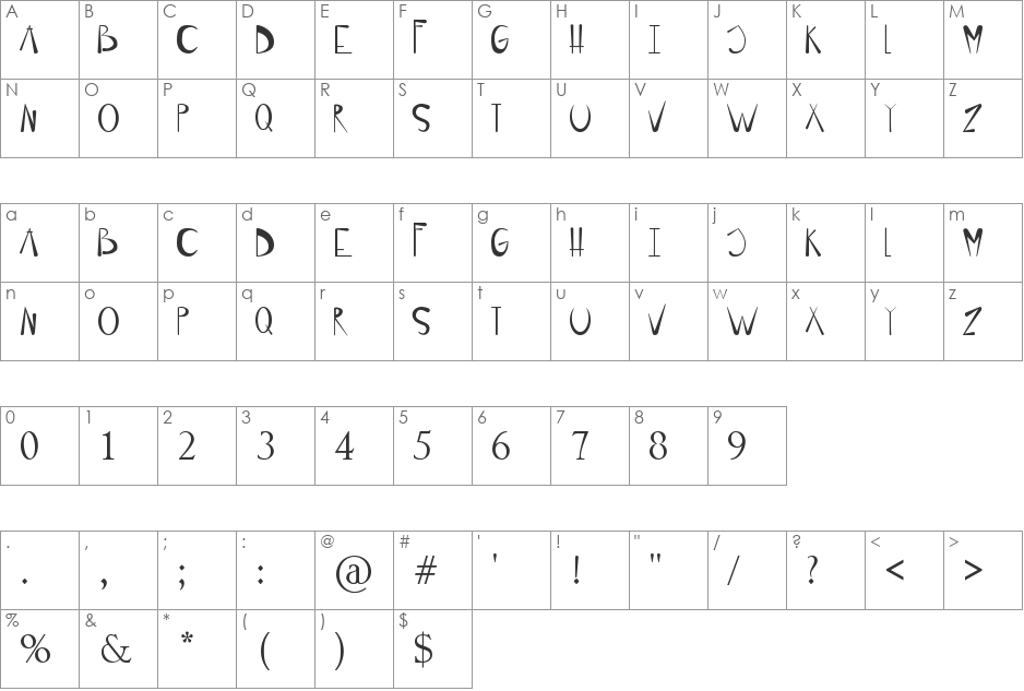 Luisa font character map preview