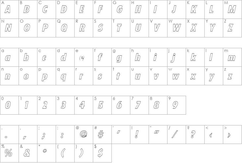 LuisBeckerOutline-ExtraBold font character map preview