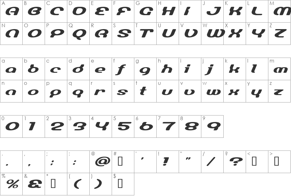 LumineSign font character map preview