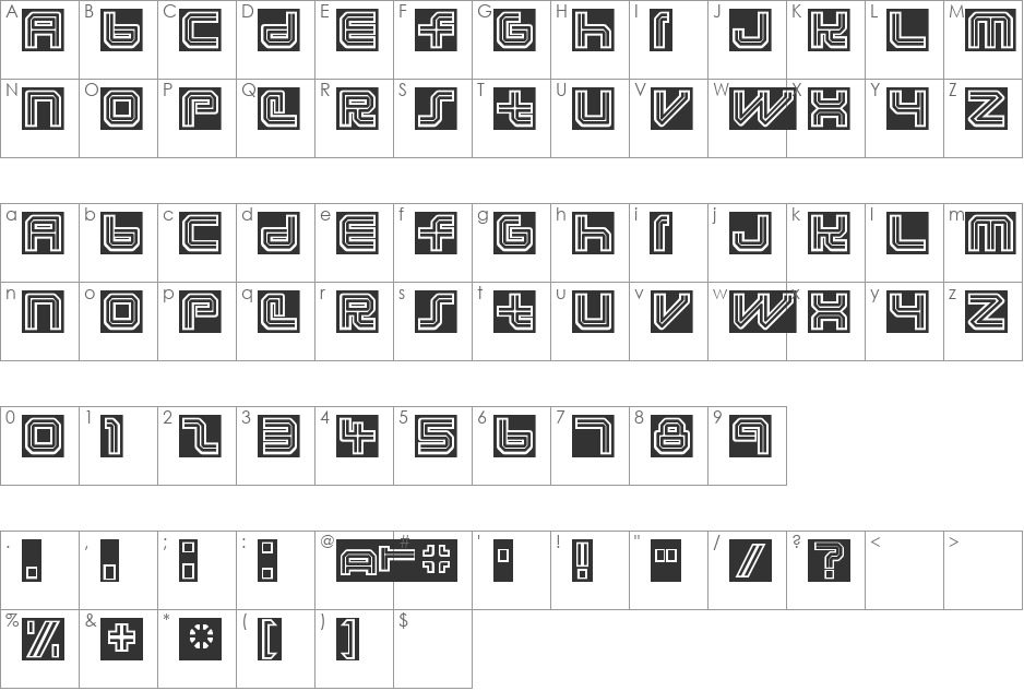 LunaEclipsed RL font character map preview