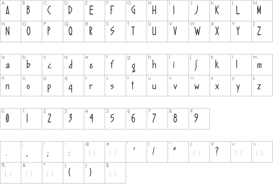 LunaMartino-Grossa font character map preview