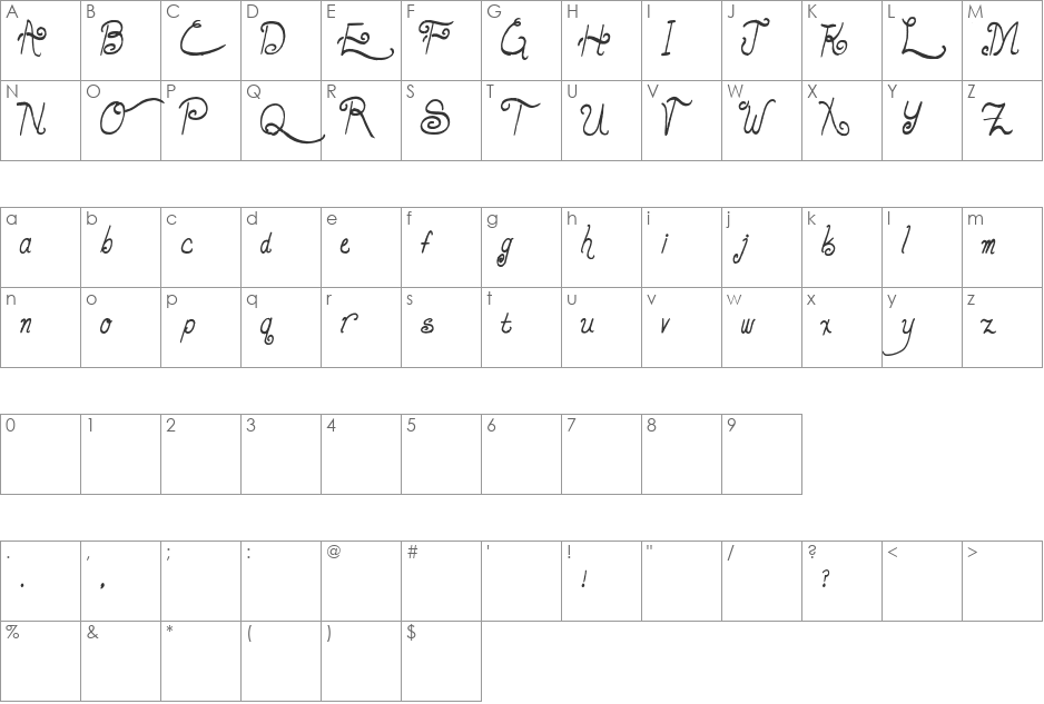 Lunar Oatmeal font character map preview