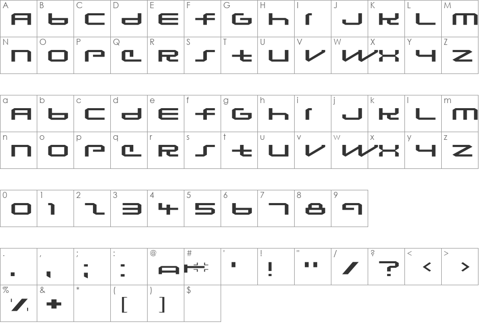 Lunasequent font character map preview