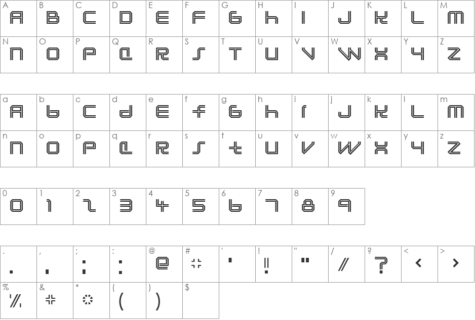 Lunasol font character map preview