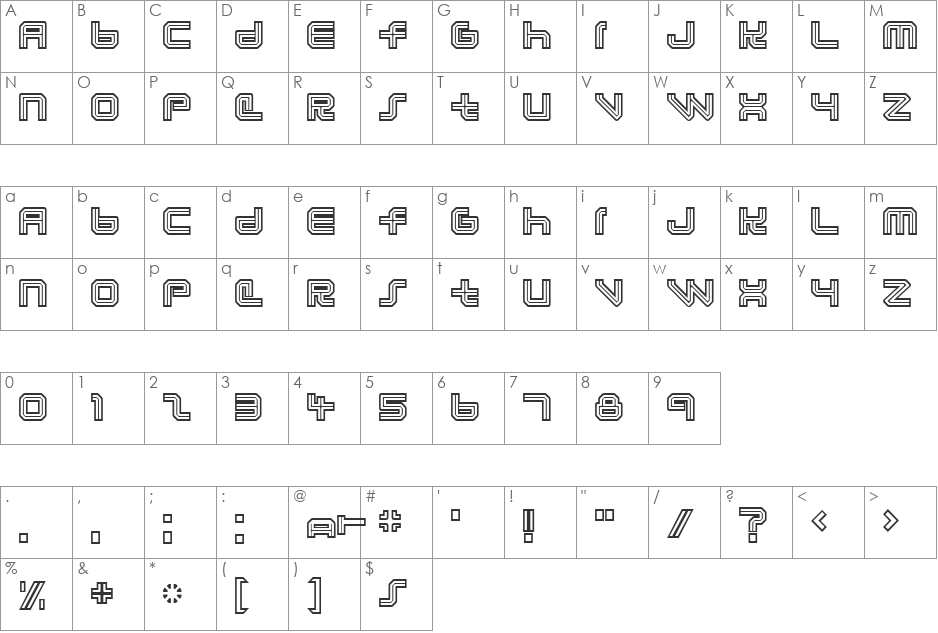 Lunasol font character map preview