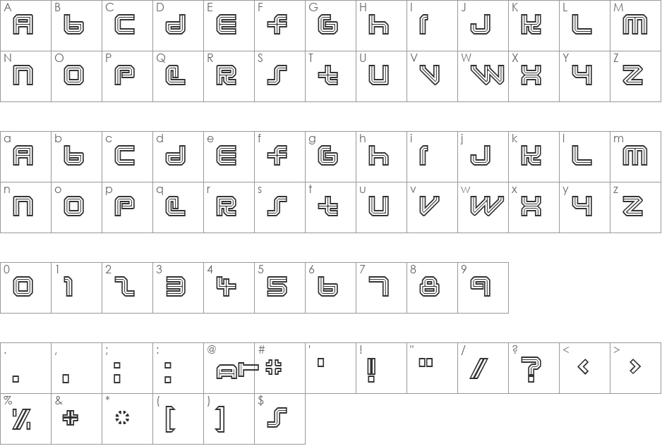 Lunasol Aurora font character map preview