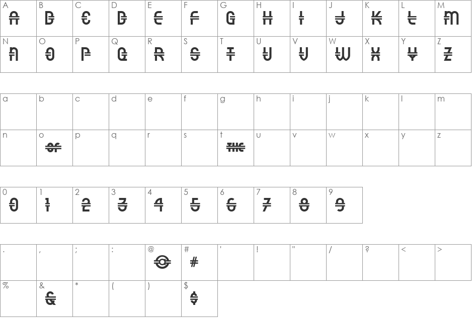 Luncheonette NF font character map preview