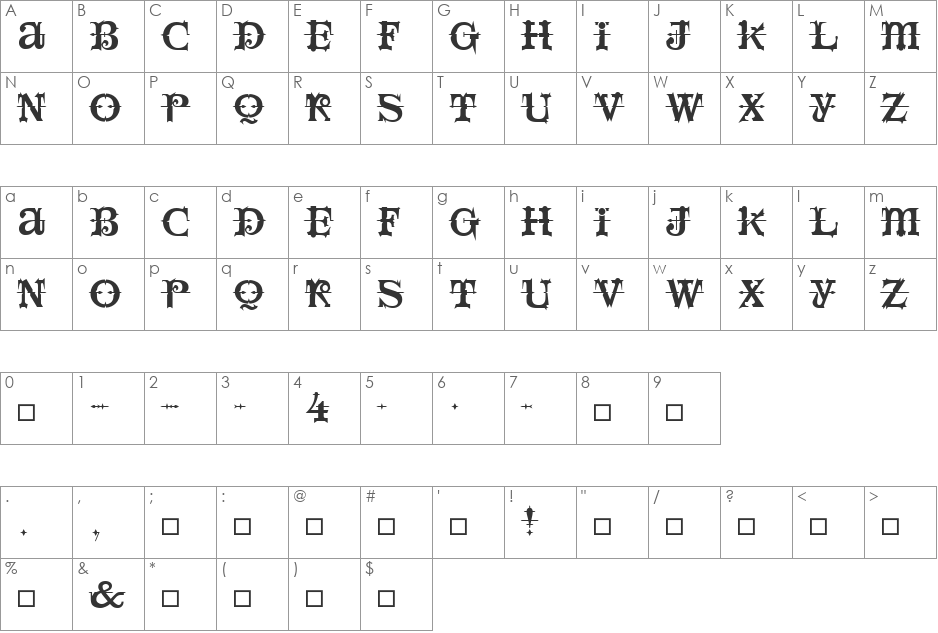 LushUs font character map preview