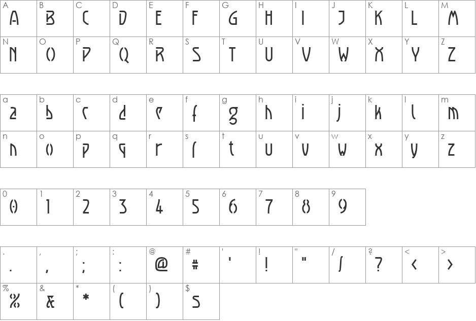 Luxembourg 1910 font character map preview